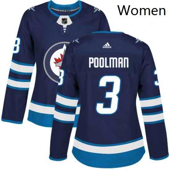 Womens Adidas Winnipeg Jets 3 Tucker Poolman Authentic Navy Blue Home NHL Jersey